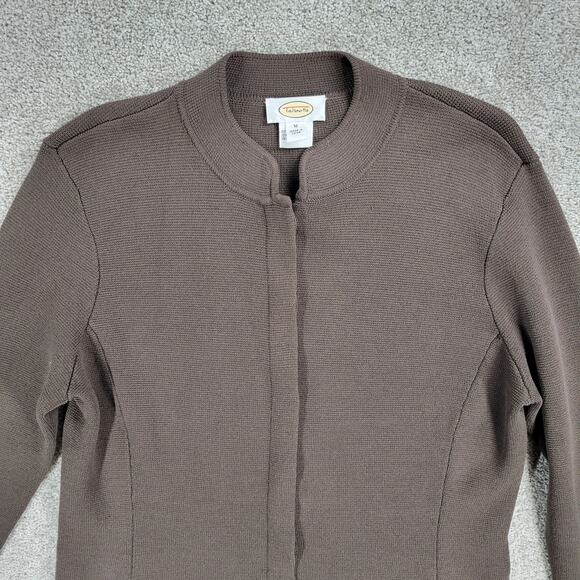 Talbots Silk Cardigan Womens M Brown Knit Button Down Faux Pockets Sweater - Picture 5 of 16